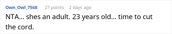 Screenshot of a forum comment about cutting financial ties between a rich man and sister&rsquo;s jobless boyfriend.