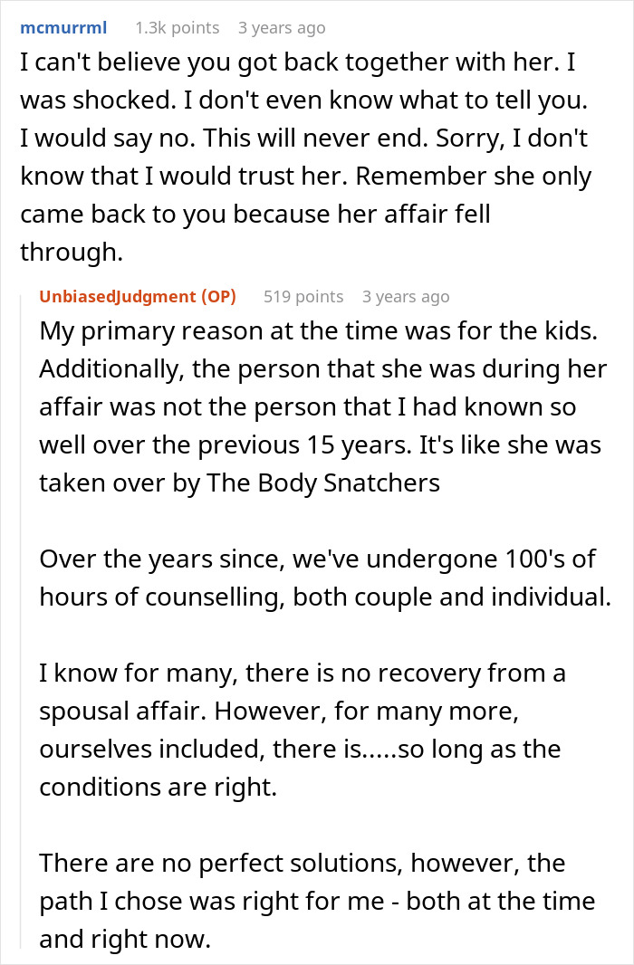 Reddit conversation discussing wife’s cosmetic upgrade, infidelity, and husband’s emotional spiral seeking counseling and recovery. Reddit conversation discussing wife’s cosmetic upgrade, infidelity, and husband’s emotional spiral seeking counseling and recovery.