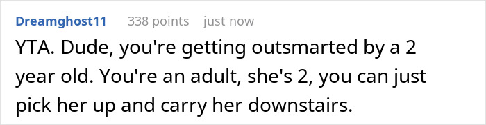 Screenshot of a Reddit comment about a dad being outsmarted by a 2-year-old toddler while trying to help mom study. Screenshot of a Reddit comment about a dad being outsmarted by a 2-year-old toddler while trying to help mom study.
