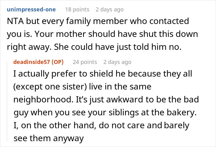 Screenshot of a Reddit conversation discussing an entitled uncle expecting niece to be his retirement plan. Screenshot of a Reddit conversation discussing an entitled uncle expecting niece to be his retirement plan.