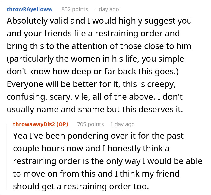 Online text conversation about restraining orders and the impact of an internet troll on a woman's life and others. Online text conversation about restraining orders and the impact of an internet troll on a woman's life and others.