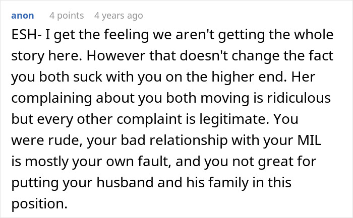 Comment discussing how lying and poor behavior contribute to ruining family relationships, especially with the mother-in-law.