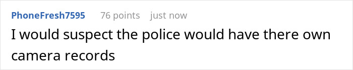 Comment about police camera records on a phone screen related to aunt camera family parole discussion.