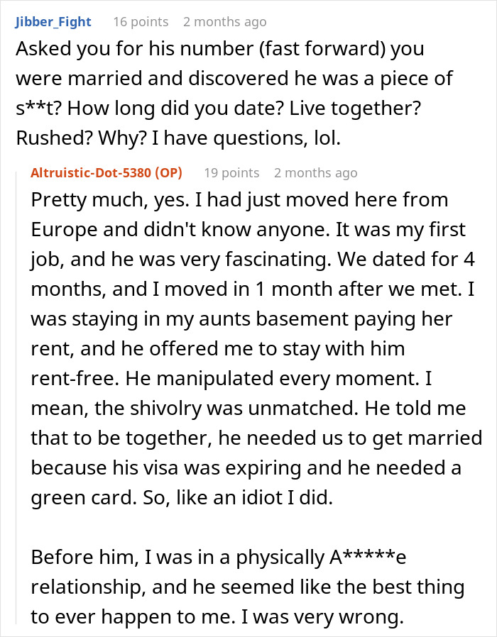 Screenshot of an online discussion where a woman shares how she proved her husband&rsquo;s family are lying snobs with a simple switch.