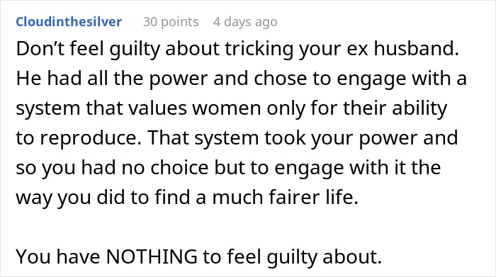 Comment discussing a teen's plan to make her 32-year-old husband divorce after a forced marriage situation. Comment discussing a teen's plan to make her 32-year-old husband divorce after a forced marriage situation.