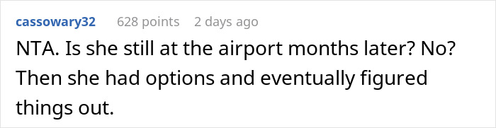 Comment discussing a mother airport trip drama, questioning if she is still at the airport months later and mentioning she figured things out. Comment discussing a mother airport trip drama, questioning if she is still at the airport months later and mentioning she figured things out.