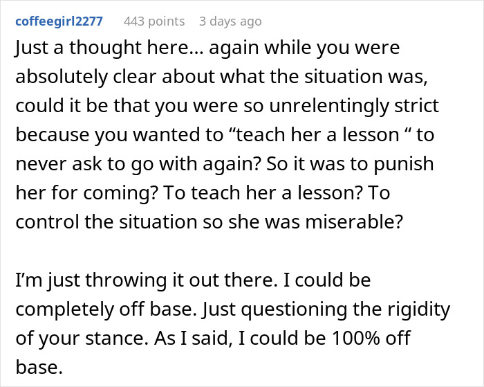 Commenter questions if man&rsquo;s strict behavior on business trip was to punish girlfriend and teach her a lesson.