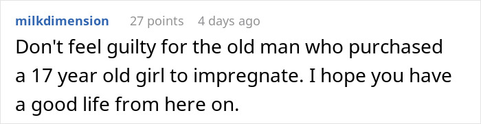 Comment about a teen forced to marry a 32-year-old man and her plan to make him divorce her.