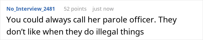 Text message on screen discussing calling parole officer about illegal activities, with aunt and family context implied.