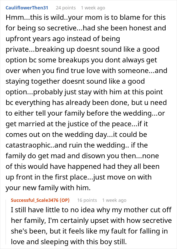 Reddit conversation discussing a woman discovering she’s engaged to her first cousin after a shocking family Christmas. Reddit conversation discussing a woman discovering she’s engaged to her first cousin after a shocking family Christmas.