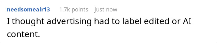 Reddit comment screenshot by needsomeair13 about labeling edited/AI content, referencing Rihanna lingerie photos Reddit comment screenshot by needsomeair13 about labeling edited/AI content, referencing Rihanna lingerie photos