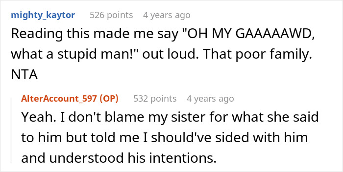 Alt text: Reddit comments discussing a guy saying the wrong thing about late BIL at Thanksgiving, causing family trauma. Alt text: Reddit comments discussing a guy saying the wrong thing about late BIL at Thanksgiving, causing family trauma.