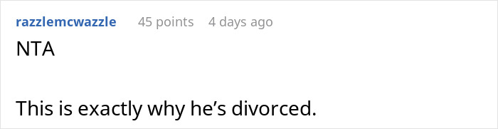 Screenshot of a comment criticizing a bald and divorced man shaming his nephew for long hair and cooking for his girlfriend. Screenshot of a comment criticizing a bald and divorced man shaming his nephew for long hair and cooking for his girlfriend.