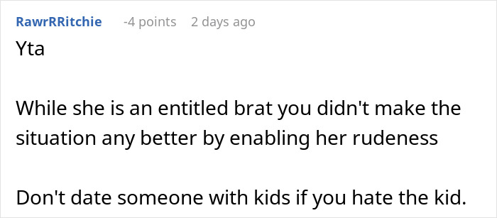 Comment discussing a woman snapping and kicking her fianc&eacute; and stepdaughter out, expressing opinions on family dynamics.