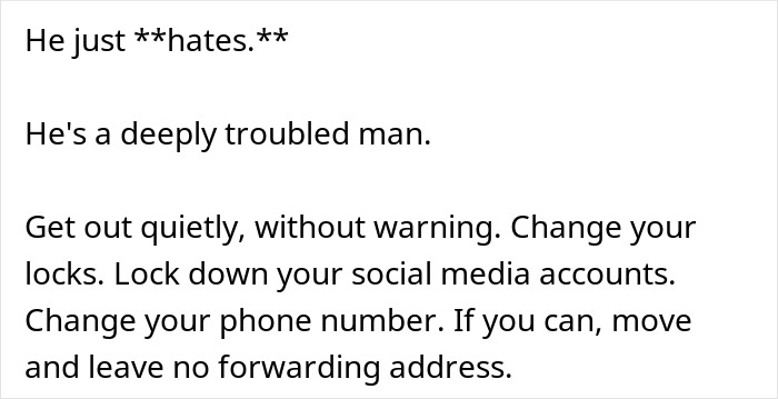 Text emphasizing a deeply troubled man who hates and advice on securing social media after discovering an internet troll boyfriend.