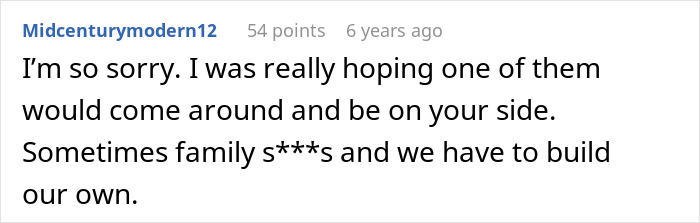 Screenshot of a comment expressing sympathy for a guy furious after family refuses to include him in girl days, mentioning immaturity. Screenshot of a comment expressing sympathy for a guy furious after family refuses to include him in girl days, mentioning immaturity.