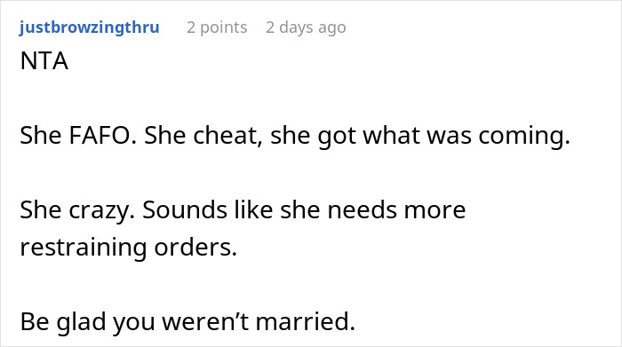 Screenshot of a forum comment discussing an unemployed woman cheating on her boyfriend with a jobless man. Screenshot of a forum comment discussing an unemployed woman cheating on her boyfriend with a jobless man.