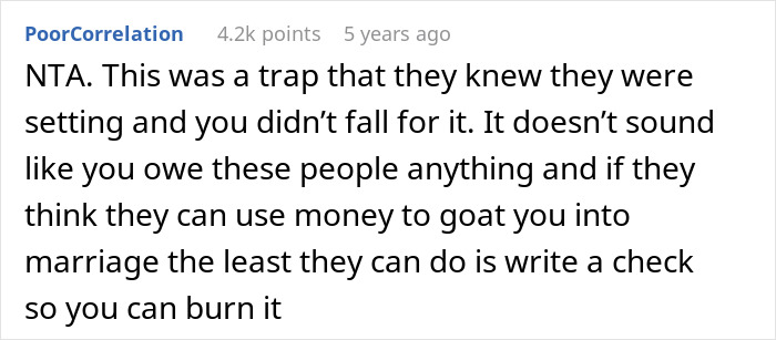 Comment on Reddit discussing a woman shocked by her own proposal and arranged marriage in India. Comment on Reddit discussing a woman shocked by her own proposal and arranged marriage in India.
