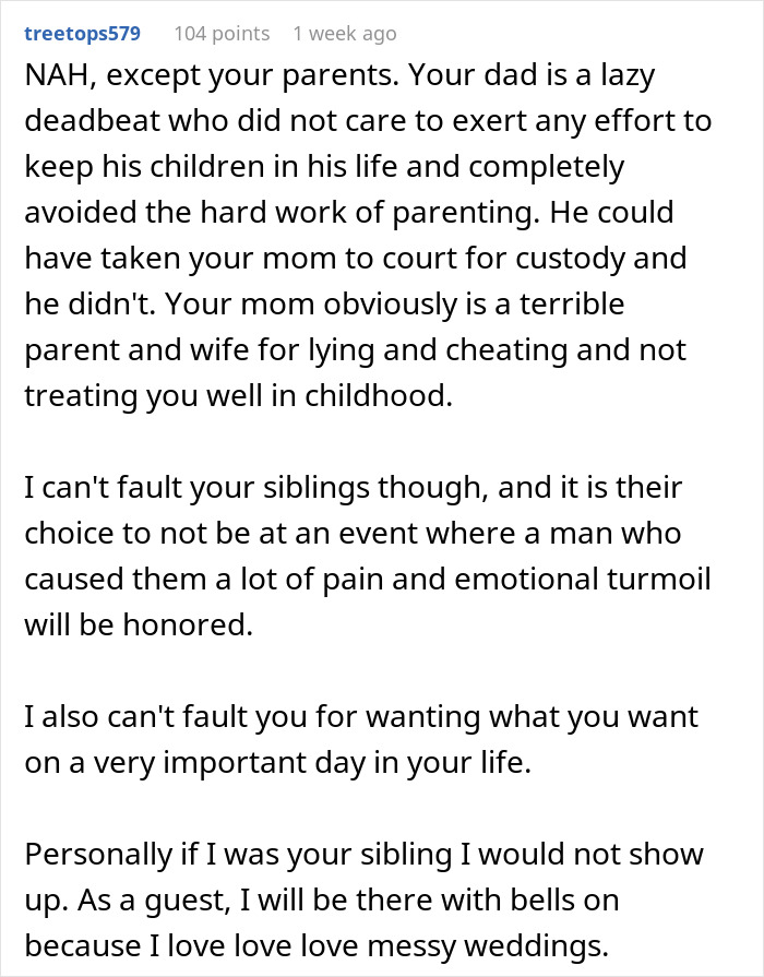 Mom's Plan To Control Her Daughter's Wedding By Forcing Her To Uninvite Her Dad Backfires Horribly Mom's Plan To Control Her Daughter's Wedding By Forcing Her To Uninvite Her Dad Backfires Horribly
