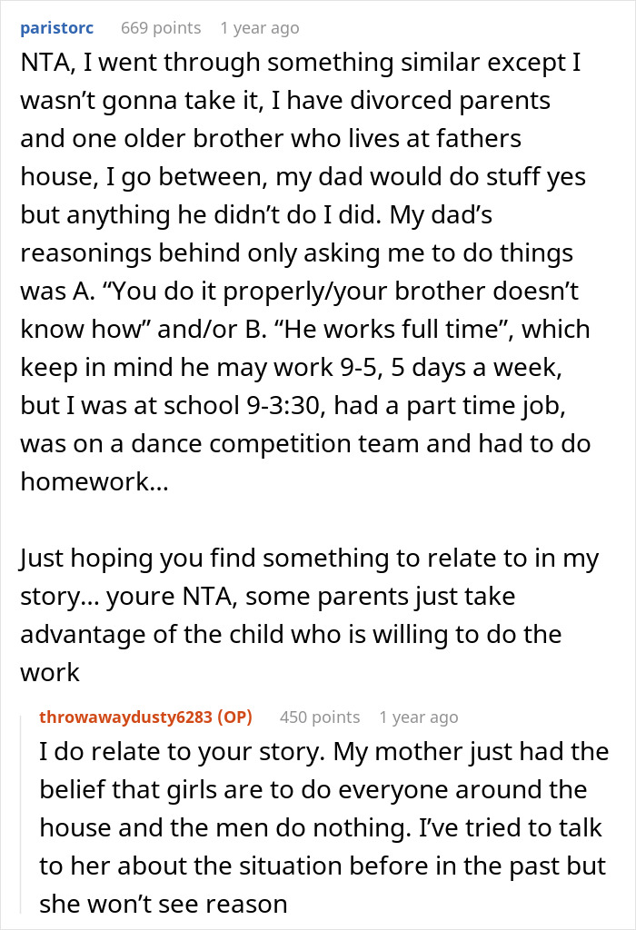 Reddit user shares burnout from managing chores and school while facing criticism from mom calling her useless. Reddit user shares burnout from managing chores and school while facing criticism from mom calling her useless.