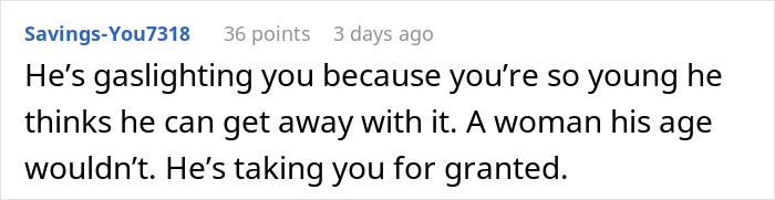 Comment explaining man fails to buy Christmas presents and claims holiday snuck up on him, discussing gaslighting and being taken for granted. Comment explaining man fails to buy Christmas presents and claims holiday snuck up on him, discussing gaslighting and being taken for granted.