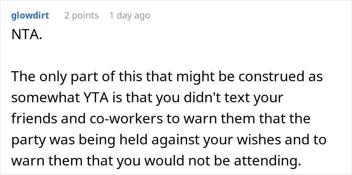 Alt text: Comment discussing woman blasted for skipping birthday party her sister organized due to ex being invited Alt text: Comment discussing woman blasted for skipping birthday party her sister organized due to ex being invited