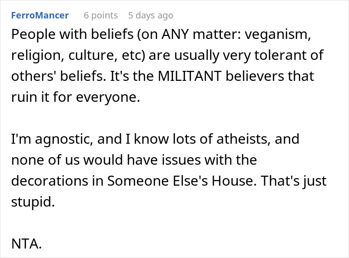 Comment discussing intolerance of militant believers versus tolerant people with beliefs, mentioning atheism and religious stuff. Comment discussing intolerance of militant believers versus tolerant people with beliefs, mentioning atheism and religious stuff.