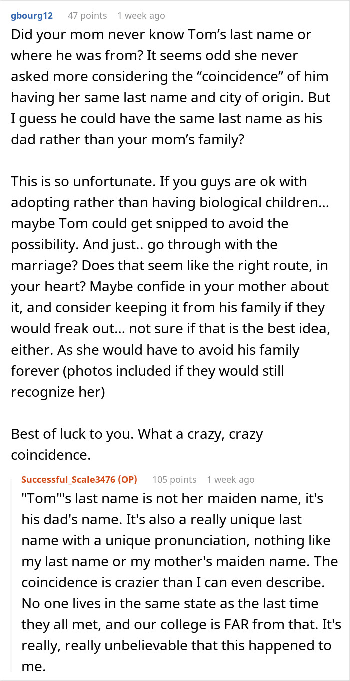 Reddit users discussing a woman discovering she’s engaged to her first cousin after a shocking family Christmas. Reddit users discussing a woman discovering she’s engaged to her first cousin after a shocking family Christmas.