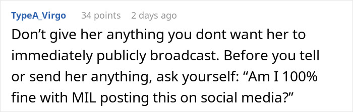 Text message conversation about not giving a controlling vegan friend anything to avoid public broadcast on social media.