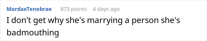 Comment on social media discussing a woman banning best friend&rsquo;s baby and husband from her engagement party.