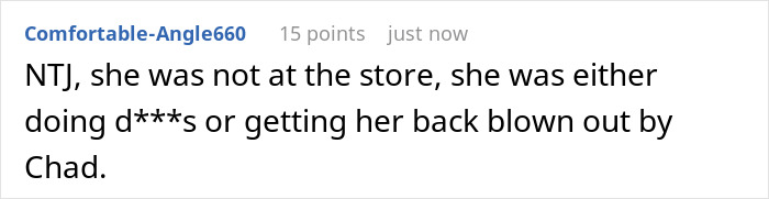 Screenshot of a Reddit comment discussing a mom ghosting a friend after asking them to babysit for 20 minutes.