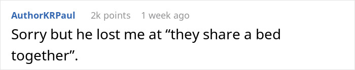 Reddit comment screenshot saying he lost interest when man suspects wife sharing a bed with lesbian bestie