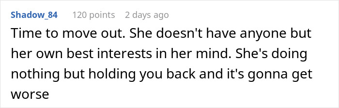 Screenshot of an online comment discussing a woman who hasn&rsquo;t worked since 2006 demanding her child drop out of college.