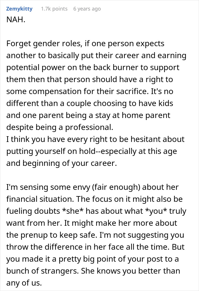 Screenshot of a forum comment discussing hesitations about signing a prenup and issues with infidelity clauses in engagement. Screenshot of a forum comment discussing hesitations about signing a prenup and issues with infidelity clauses in engagement.