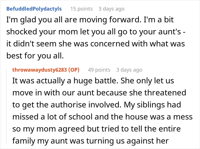 Screenshot of an online conversation about a 20-year-old burned out from managing chores and school, facing conflict with mom. Screenshot of an online conversation about a 20-year-old burned out from managing chores and school, facing conflict with mom.
