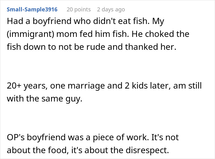 Man making faces and throwing a fit after receiving traditional gross food instead of American dishes at a table meal.