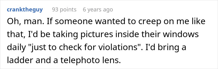 Screenshot of a forum comment discussing a failed power-trip by an HOA president harassing a couple online. Screenshot of a forum comment discussing a failed power-trip by an HOA president harassing a couple online.