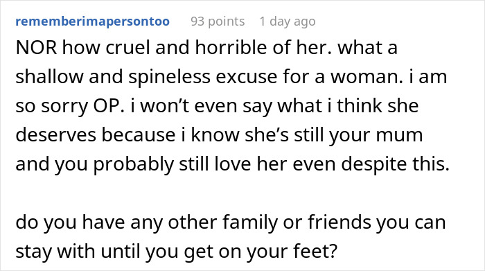 Screenshot of a Reddit comment discussing a mother throwing her child out on the street for a random guy controversy. Screenshot of a Reddit comment discussing a mother throwing her child out on the street for a random guy controversy.