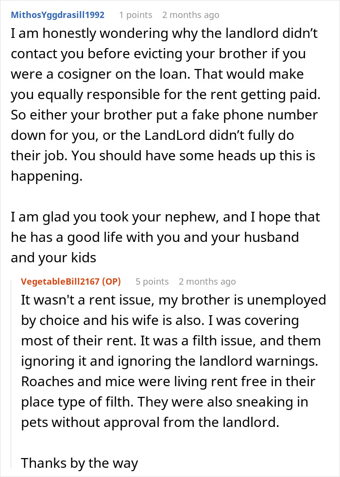 Comment discussing a mom of 6 feeling stressed and overwhelmed while her brother blocks her number during babysitting.