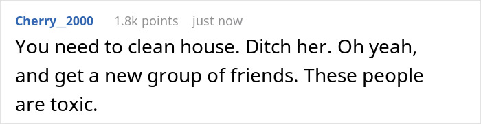 Screenshot of an online comment advising to leave toxic relationships, relevant to GF and male bestie prank planning.