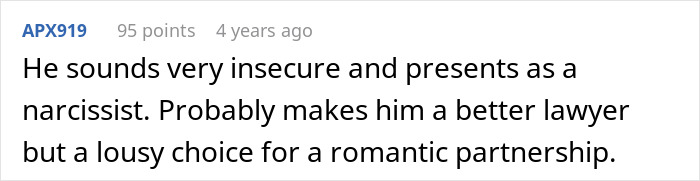Comment discussing boyfriend fears and insecurity, highlighting concerns about golddiggers and relationship dynamics.