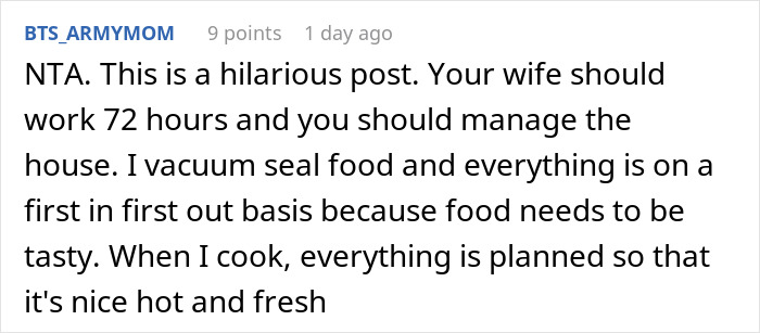 Screenshot of a forum comment discussing a wife furious after husband embarrasses her in front of her parents. Screenshot of a forum comment discussing a wife furious after husband embarrasses her in front of her parents.