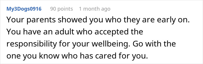 Comment about teen refusing to live with bio parents who abandoned him and legal dispute over custody.