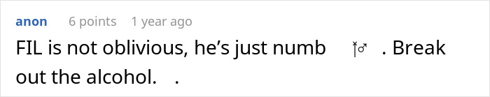 Screenshot of an online comment discussing family dynamics related to Thanksgiving and guest attendance issues.