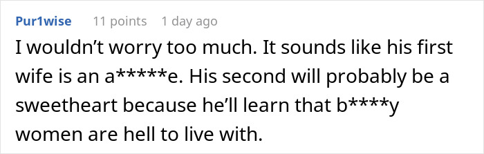 Screenshot of a comment discussing relationship drama involving a bride excluding sister-in-law from wedding photos. Screenshot of a comment discussing relationship drama involving a bride excluding sister-in-law from wedding photos.