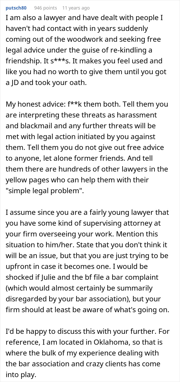 Woman refuses to risk new career by giving free advice, revealing true colors of friends asking for help.