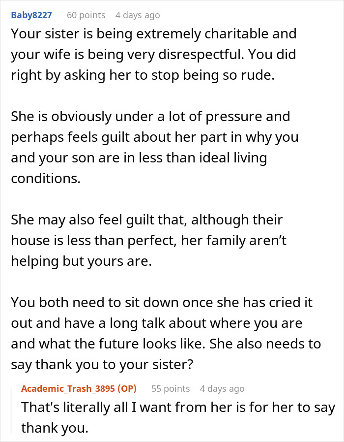 Commenter explains woman constantly complains about SIL despite free stay, causing hubby&rsquo;s annoyance and tension in family.