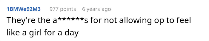Screenshot of an online comment expressing anger after family excludes a guy from girl days, highlighting immaturity and need to grow up.