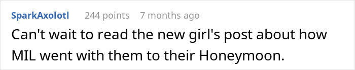 Screenshot of a forum post discussing a woman snapping at her MIL over a manipulative gift meant to control her life. Screenshot of a forum post discussing a woman snapping at her MIL over a manipulative gift meant to control her life.