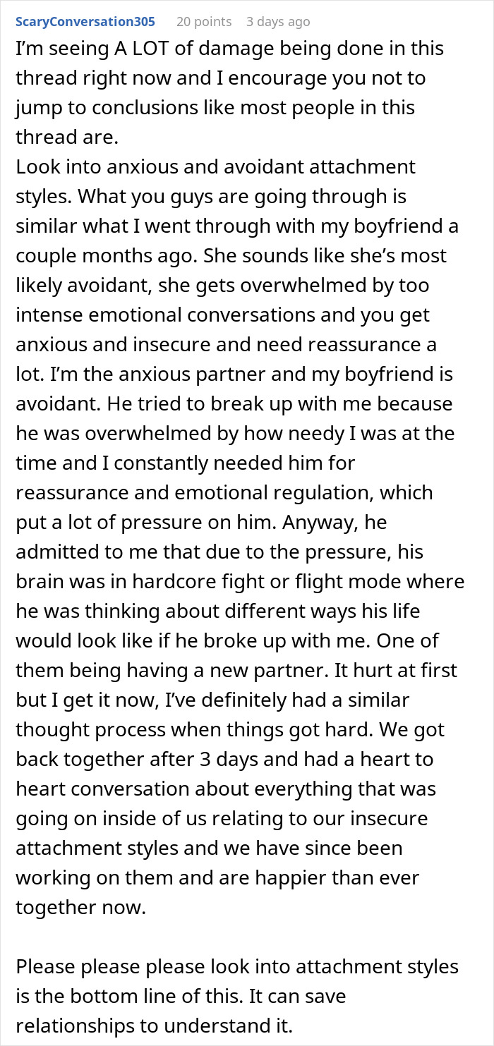 Conversation discussing anxious and avoidant attachment styles in relationships and their emotional challenges and resolutions. Conversation discussing anxious and avoidant attachment styles in relationships and their emotional challenges and resolutions.